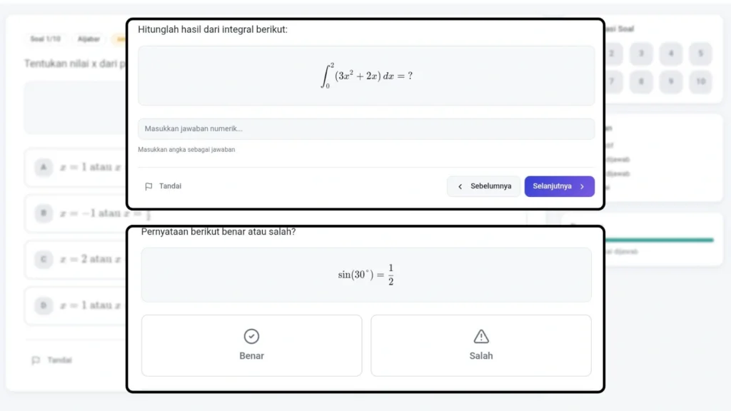 Multi Tipe Soal Matematika Lengkap - Jasa Pembuatan Aplikasi Tes Matematika